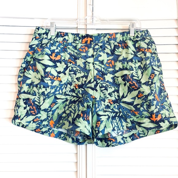 REI Leaf Print Green Orange Board Shorts Women’s Size Large L - Picture 1 of 6